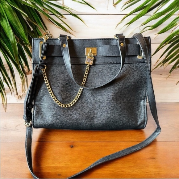 JUICY COUTURE Edgy Black Handbag Shoulder Bag Crossbody with Gold Chain Details - Picture 2 of 16